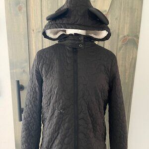 Disney Mickey Icon quilted embroidered Fleece Lined Quilted Jacket M (flaw)